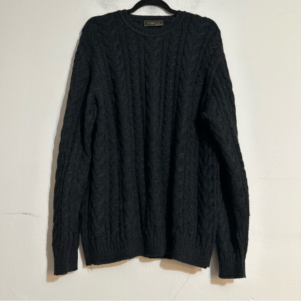Peru Unlimited 100% Baby Alpaca Cable Knit Crewneck Sweater Large Quiet Luxury